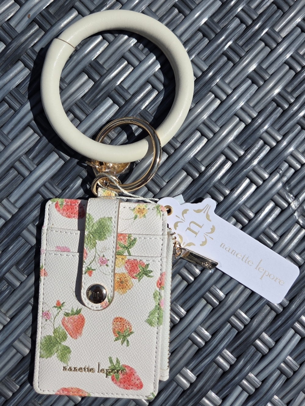 Nanette Lepore Cream Floral Wristlet Key & Card Holder